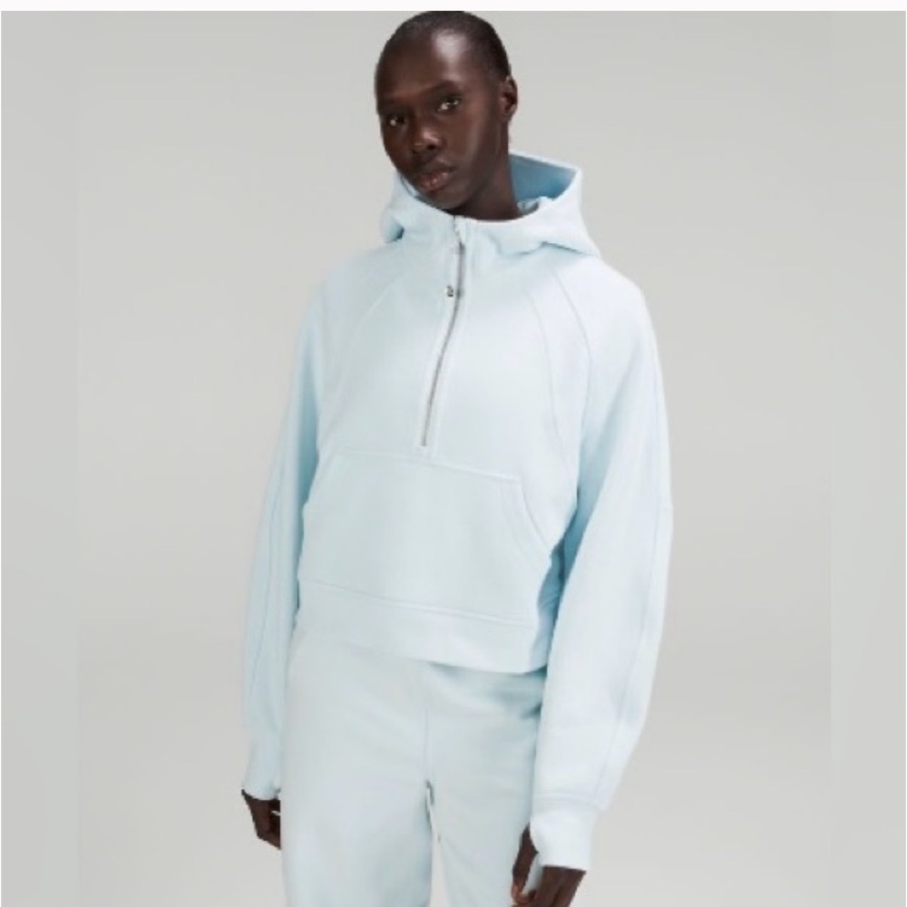 Lululemon Powder Blue Scuba Oversized Half Zip Hoodie size XL XXL